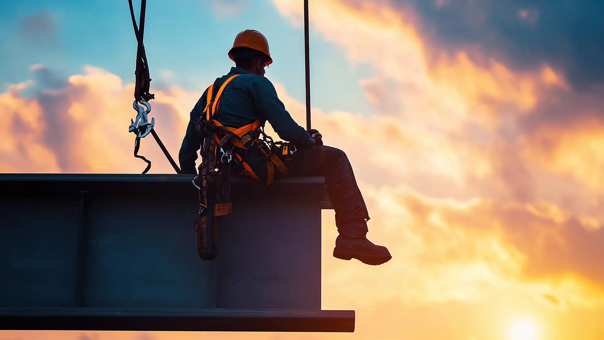 ممارسة عمل آمنة للعاملين على الارتفاعات باستخدام حزام الأمان ونظام ربط الحبال